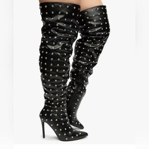 Studded Black Over-the-Knee Boots